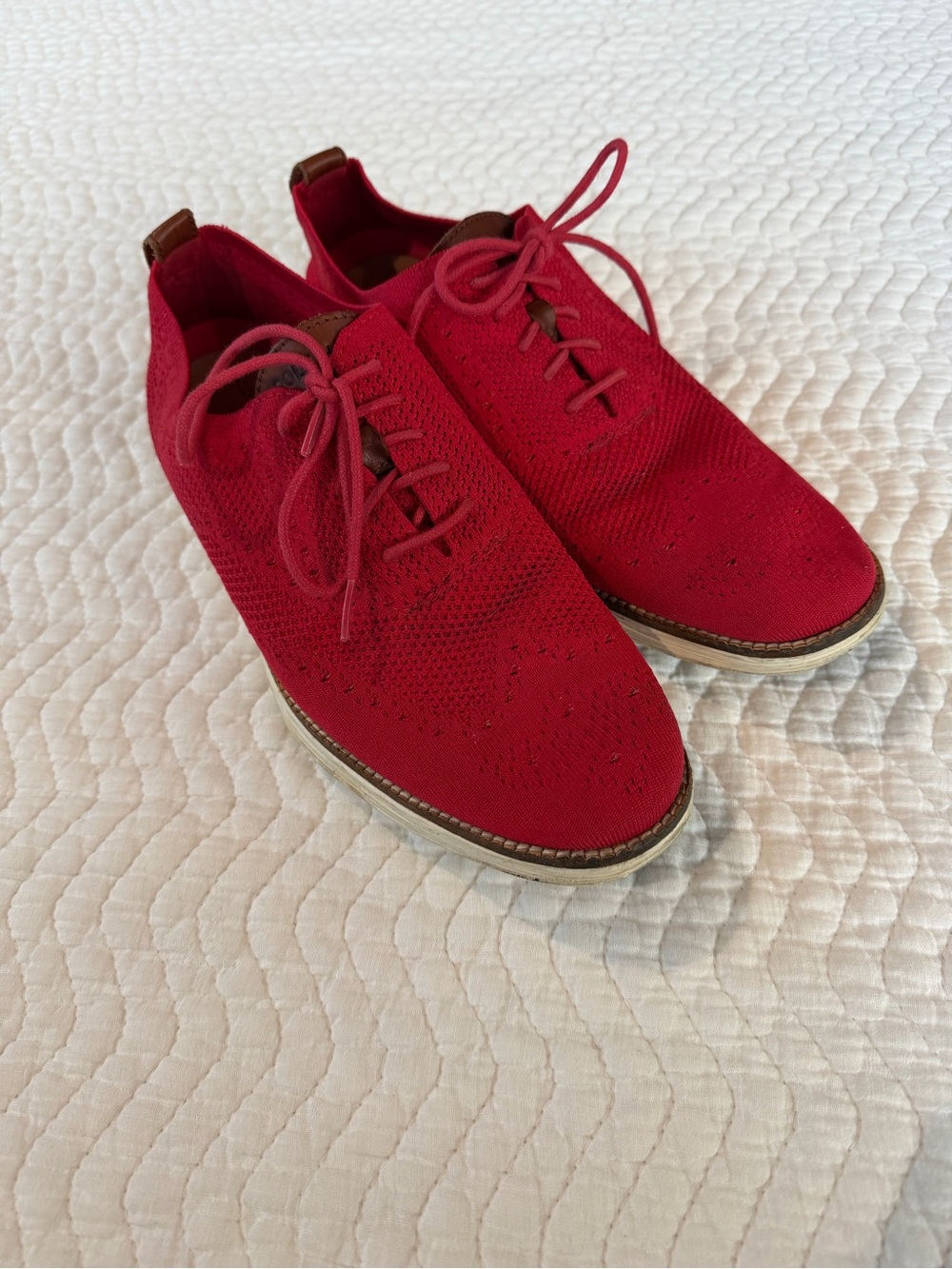 Cole Haan ØriginalGrand Stitchlite Wingtip Knit Oxford Shoes Red Mens 11M Laceup